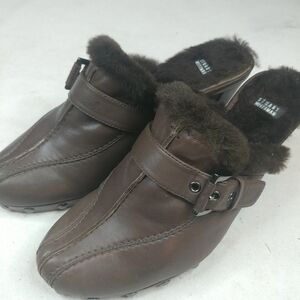 Stuart Weitzman Sz 6.5 Brown lthr Slide Sandals 2.